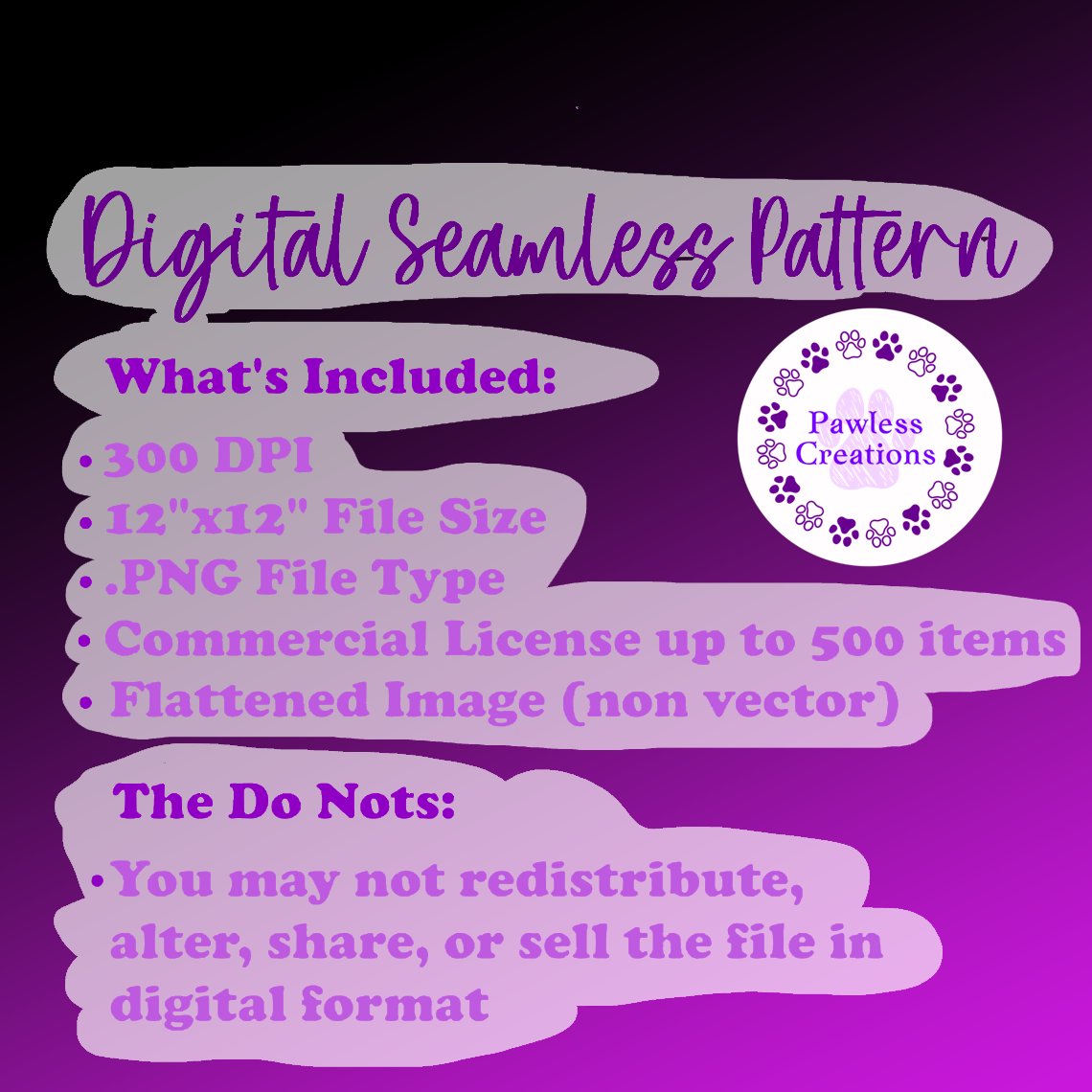 Monster Doll in Pumpkin Hand Drawn Seamless Pattern: 12x12 300dpi Digital File