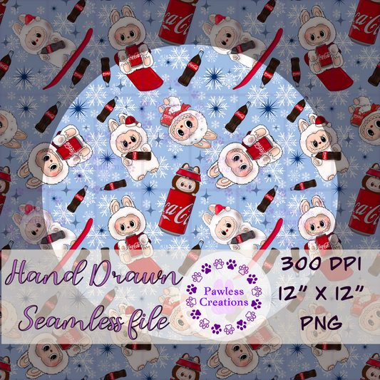 Winter Wonderland and Soda Pop Monsters Seamless Pattern