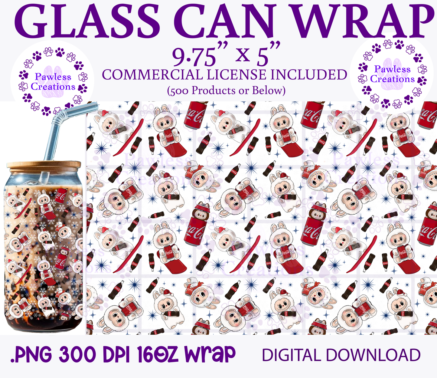 Winter Wonderland and Soda Pop Monsters 16oz Can Wrap