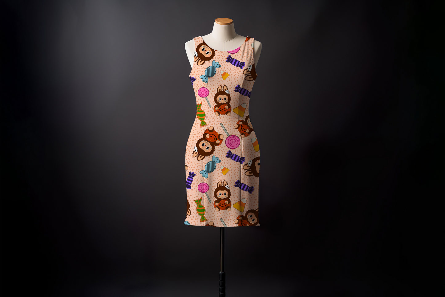 Monster Doll in Pumpkin Hand Drawn Seamless Pattern: 12x12 300dpi Digital File