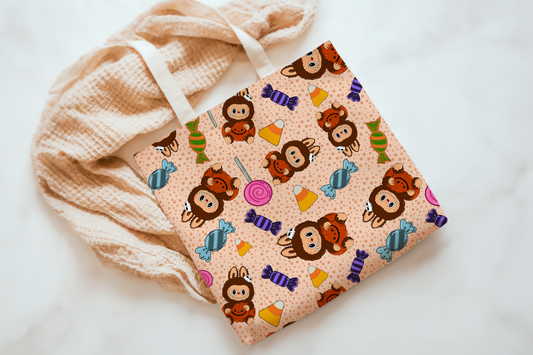 Monster Doll in Pumpkin Hand Drawn Seamless Pattern: 12x12 300dpi Digital File