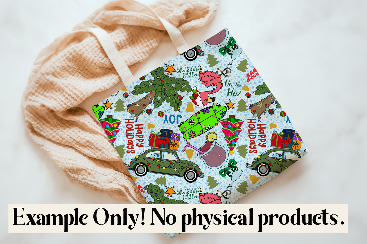 Beachy Christmas Seamless Pattern PNG | Tropical Holiday Digital Paper | Coastal Christmas Sublimation Background | 12x12 Digital Download