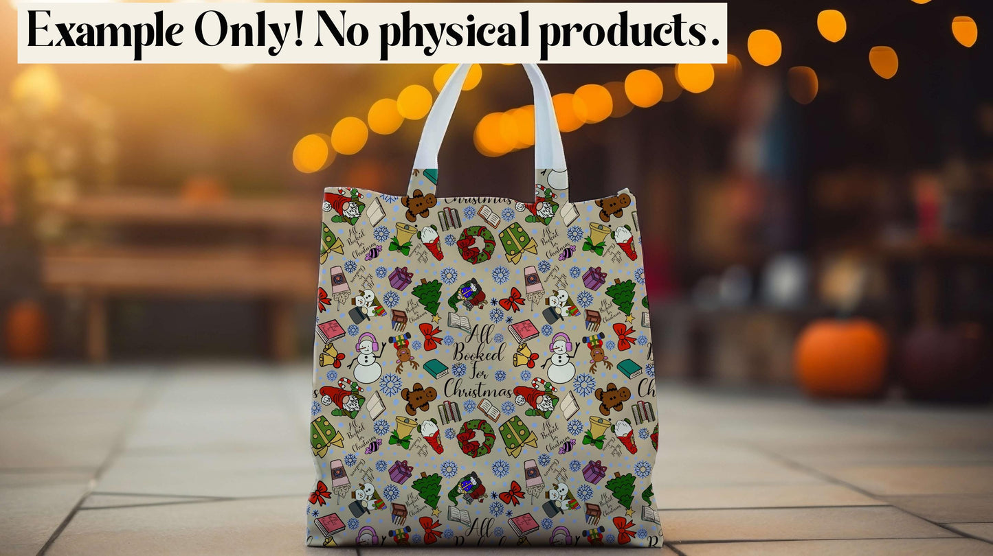 All Book for Christmas Seamless Doodle Pattern PNG | Holiday Digital Paper | Christmas Sublimation Background | 12x12 Digital Download