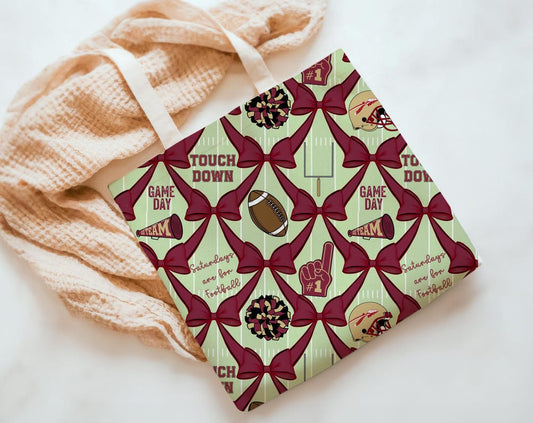 Bows and FSU football Hand Drawn Seamless Pattern